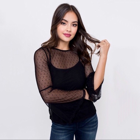 (LAST M) Holly Sheer Polka Dot Top - Picture 3 of 6